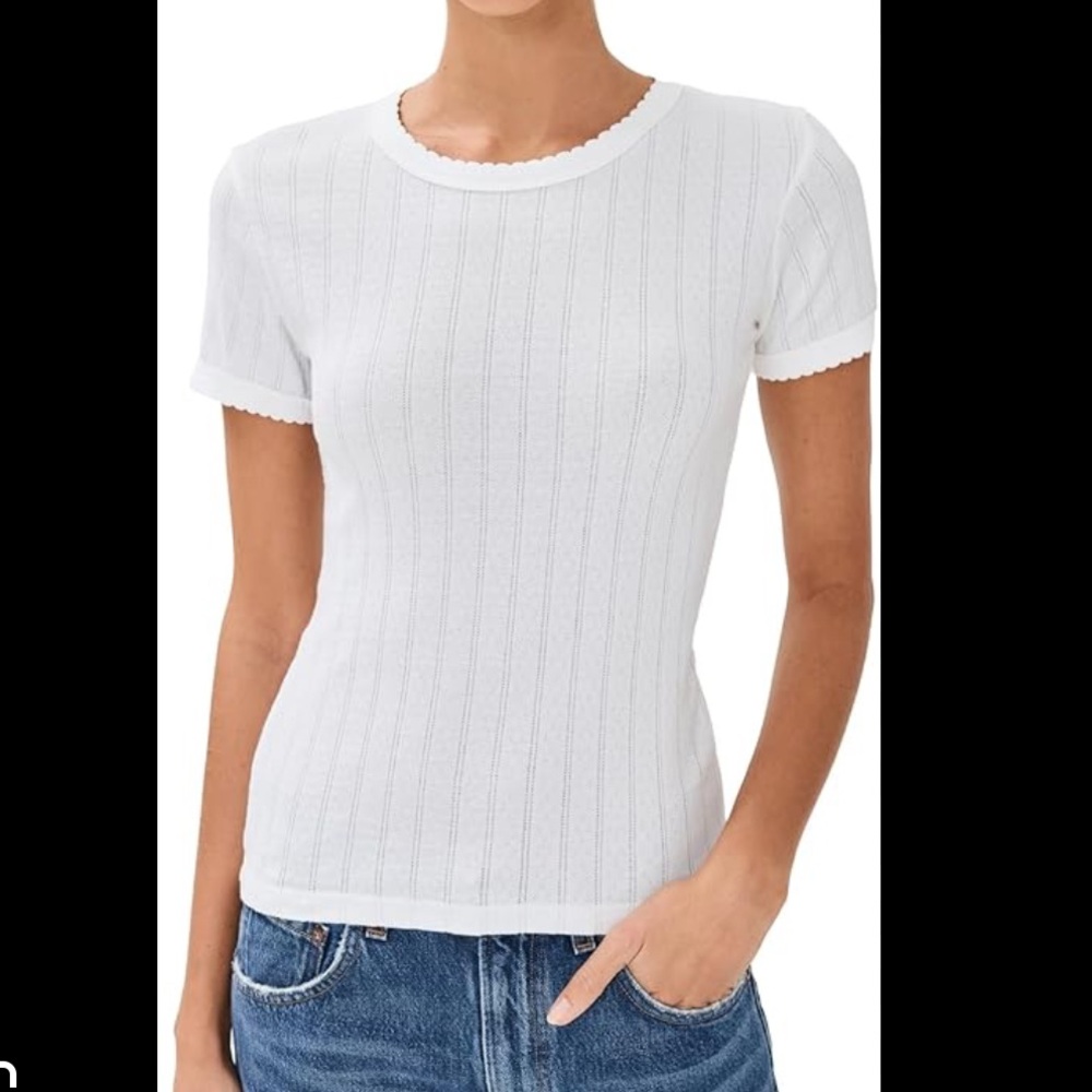 Leset pointelle slim fit tee